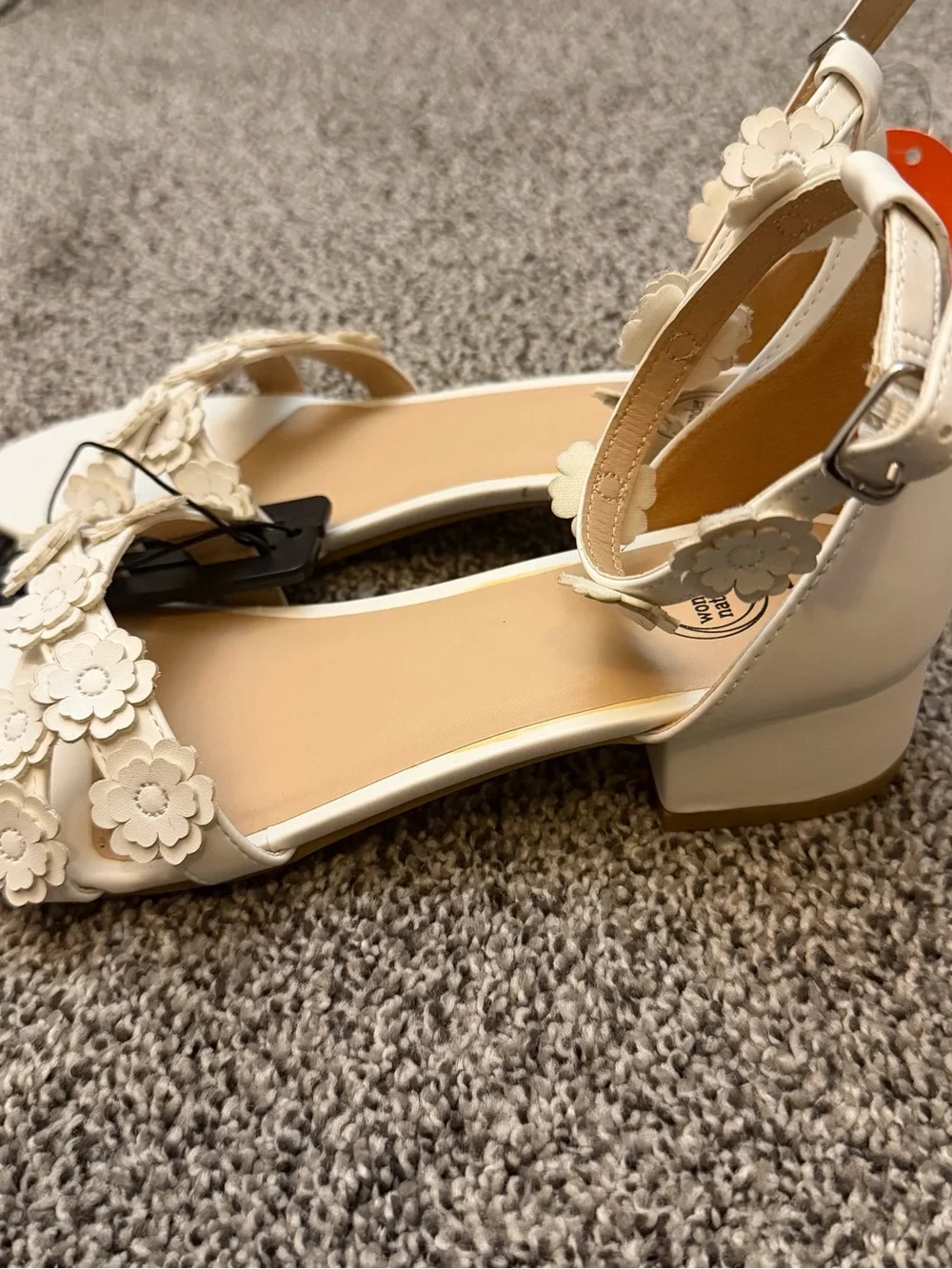 Wonder Nation girls Cream Floral Ankle-Strap Sandals - Size 5